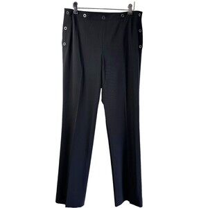 ETCETERA Women Black High Waist Snaps Lined Trousers Pants Sz 4